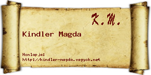 Kindler Magda névjegykártya